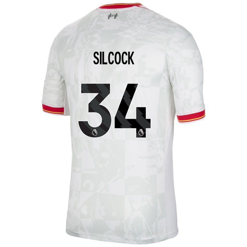 Hombre Camiseta Hannah Silcock #34 Blanco Rojo Negro Equipación Tercera 2024/25 La Camisa