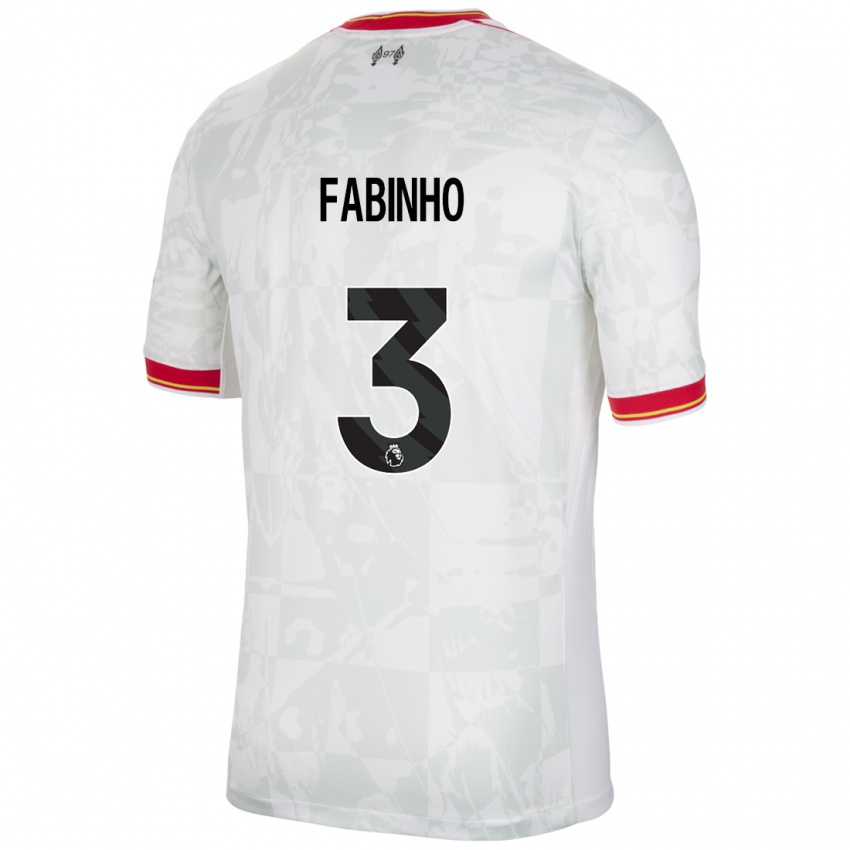 Hombre Camiseta Fabinho #3 Blanco Rojo Negro Equipación Tercera 2024/25 La Camisa