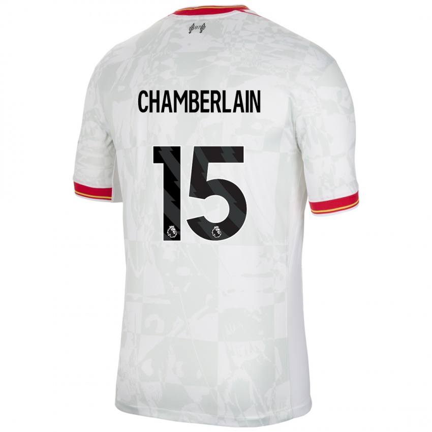 Hombre Camiseta Alex Oxlade Chamberlain #15 Blanco Rojo Negro Equipación Tercera 2024/25 La Camisa