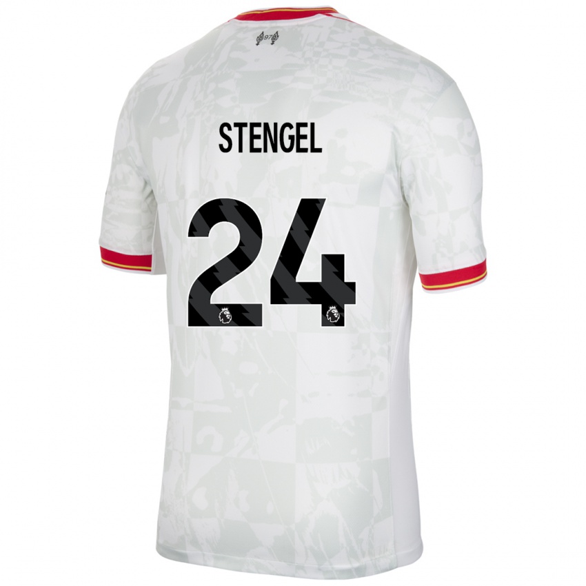 Hombre Camiseta Katie Stengel #24 Blanco Rojo Negro Equipación Tercera 2024/25 La Camisa