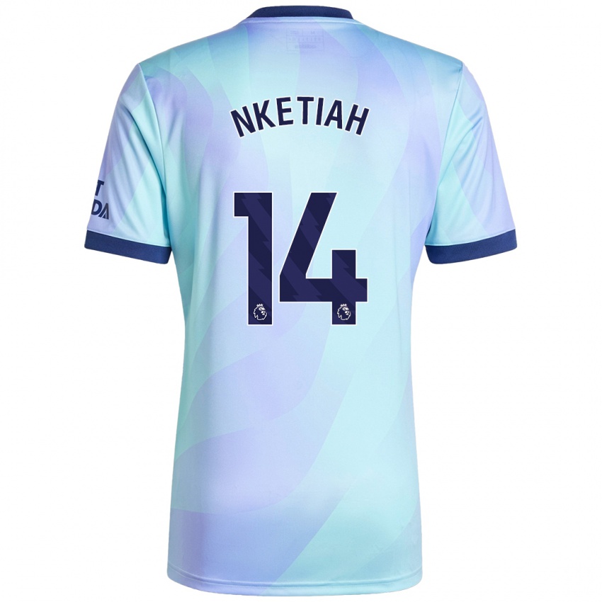 Hombre Camiseta Eddie Nketiah #14 Agua Equipación Tercera 2024/25 La Camisa