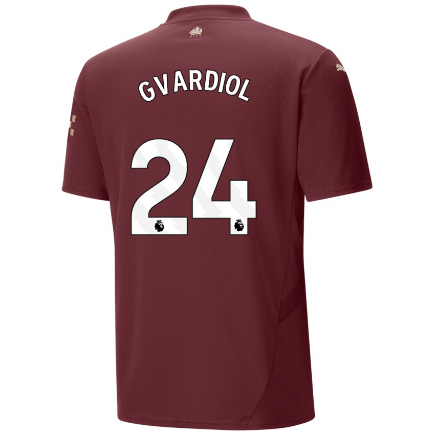 Hombre Camiseta Josko Gvardiol #24 Granate Equipación Tercera 2024/25 La Camisa