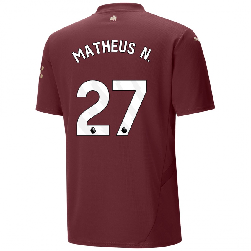 Hombre Camiseta Matheus Nunes #27 Granate Equipación Tercera 2024/25 La Camisa