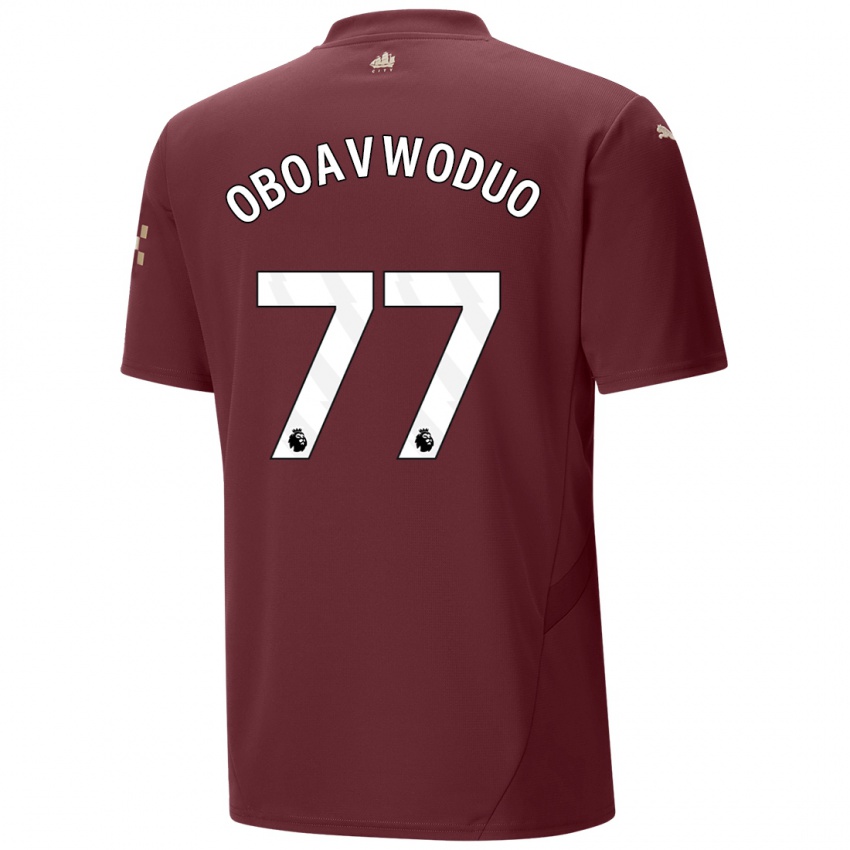 Hombre Camiseta Justin Oboavwoduo #77 Granate Equipación Tercera 2024/25 La Camisa