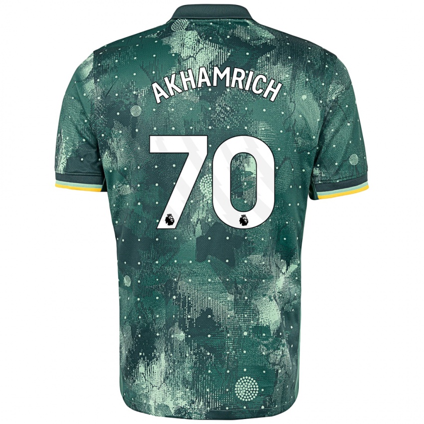 Hombre Camiseta Yusuf Akhamrich #70 Verde Menta Equipación Tercera 2024/25 La Camisa