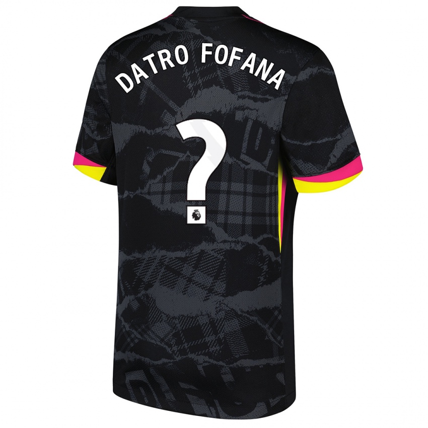 Hombre Camiseta David Datro Fofana #0 Negro Rosa Equipación Tercera 2024/25 La Camisa