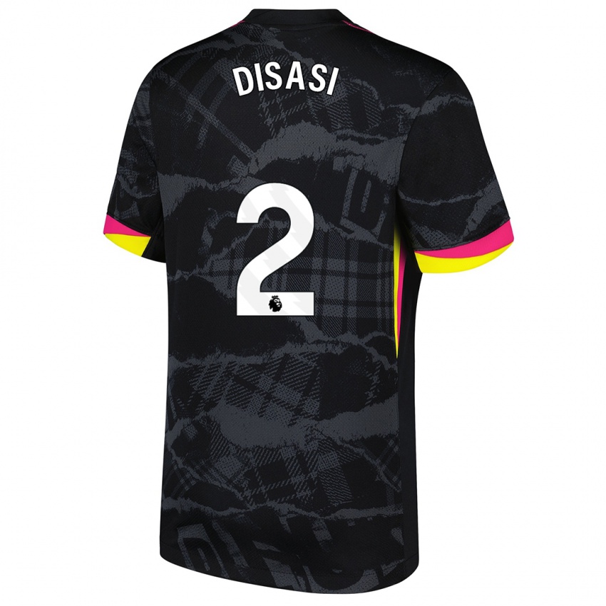 Hombre Camiseta Axel Disasi #2 Negro Rosa Equipación Tercera 2024/25 La Camisa