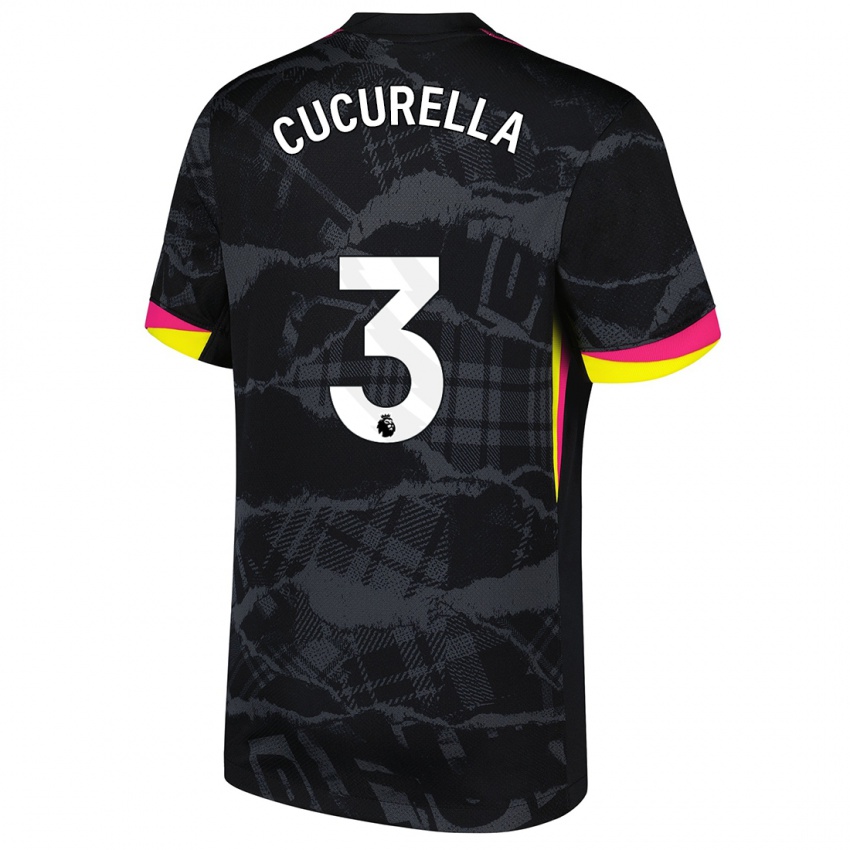 Hombre Camiseta Marc Cucurella #3 Negro Rosa Equipación Tercera 2024/25 La Camisa