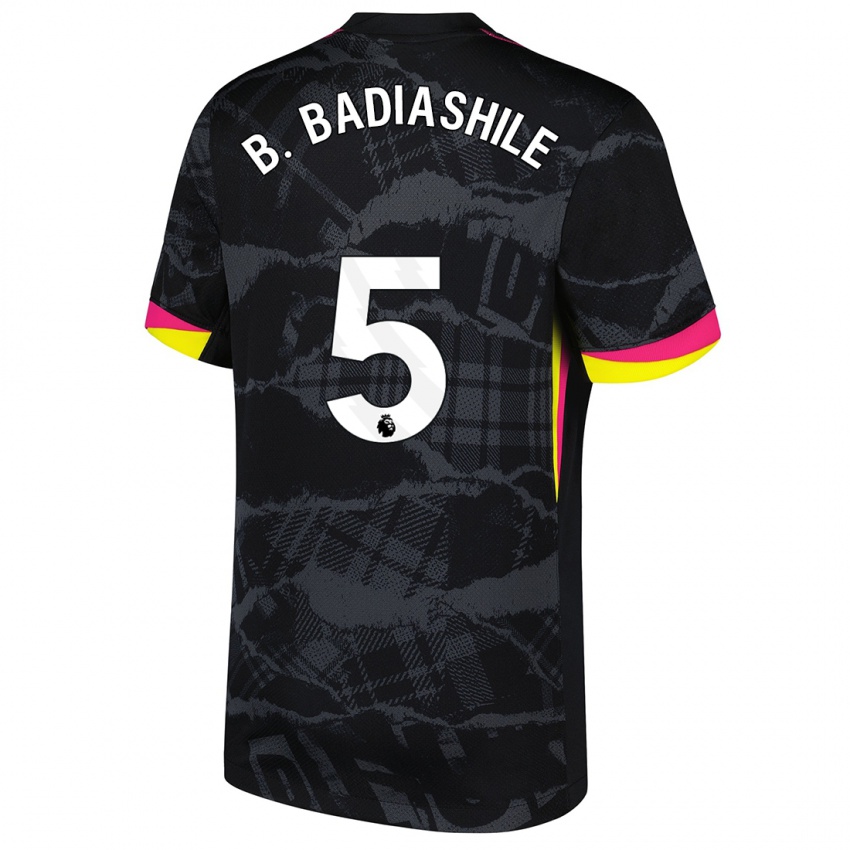 Hombre Camiseta Benoît Badiashile #5 Negro Rosa Equipación Tercera 2024/25 La Camisa