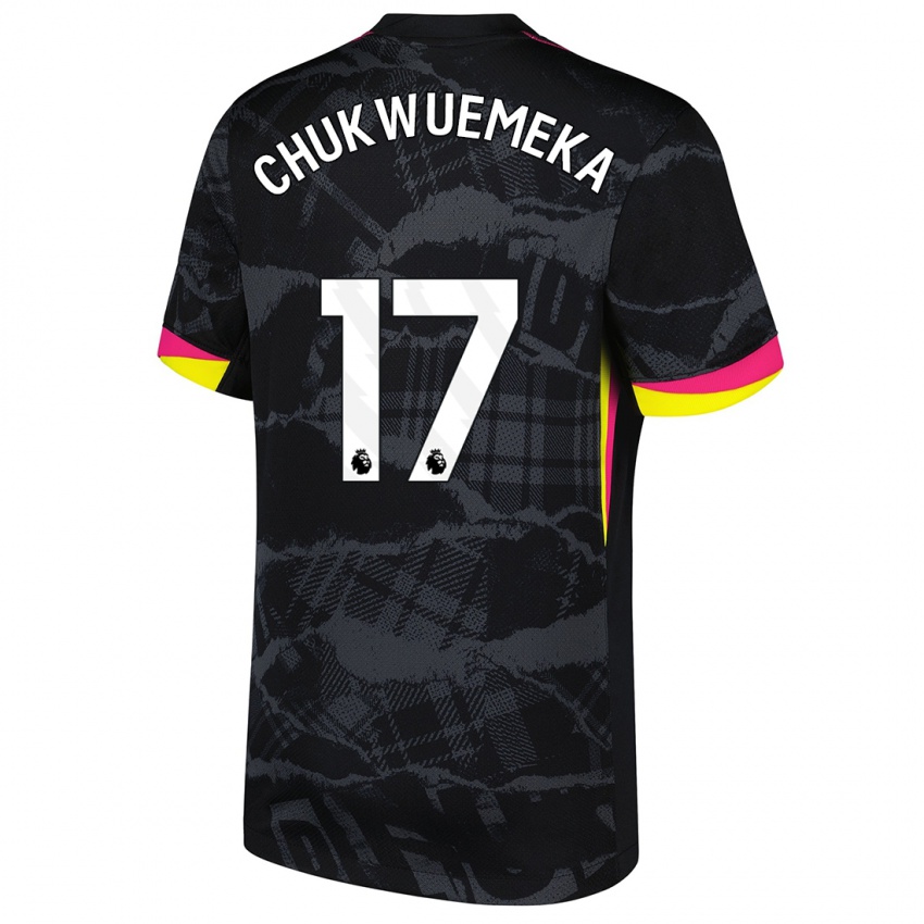 Hombre Camiseta Carney Chukwuemeka #17 Negro Rosa Equipación Tercera 2024/25 La Camisa