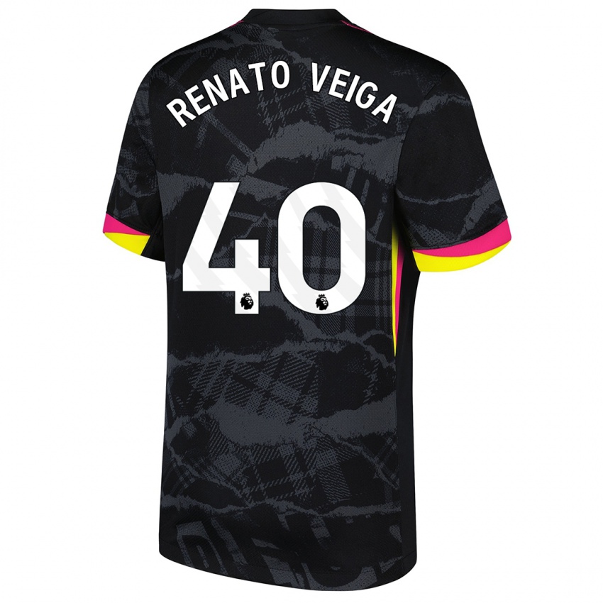 Hombre Camiseta Renato Veiga #40 Negro Rosa Equipación Tercera 2024/25 La Camisa