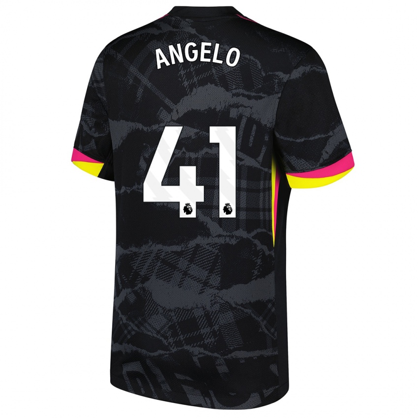 Hombre Camiseta Ângelo #41 Negro Rosa Equipación Tercera 2024/25 La Camisa