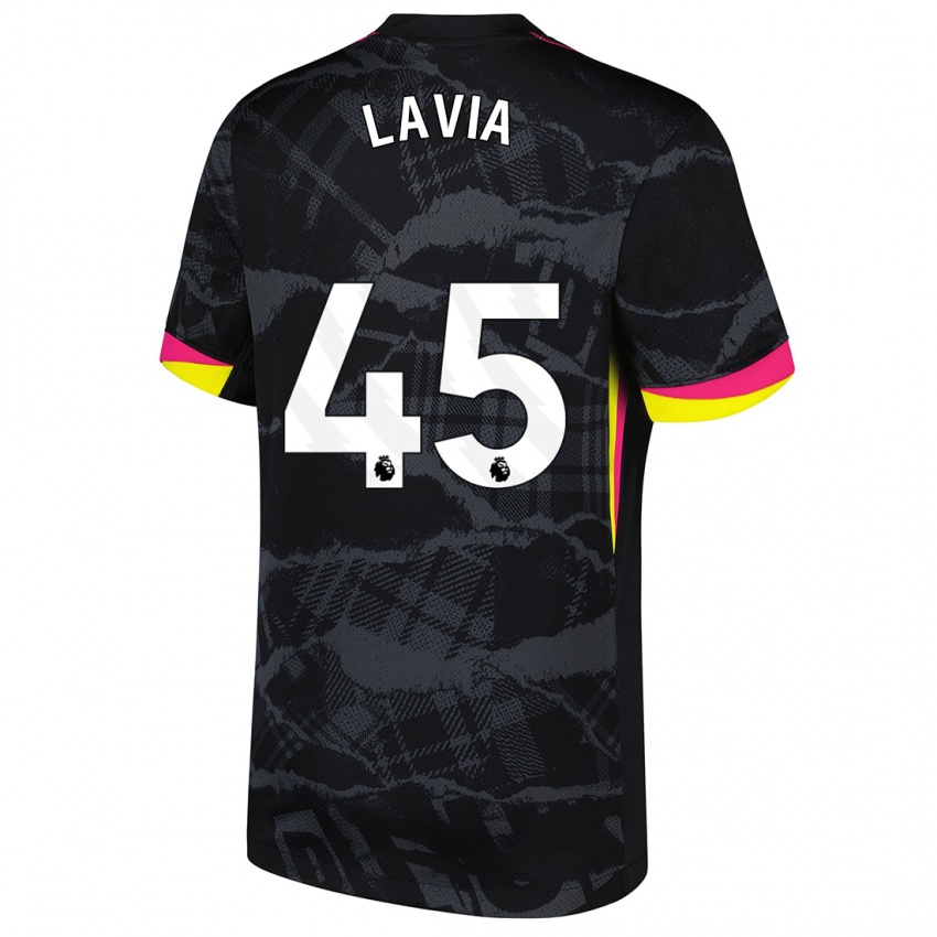 Hombre Camiseta Roméo Lavia #45 Negro Rosa Equipación Tercera 2024/25 La Camisa