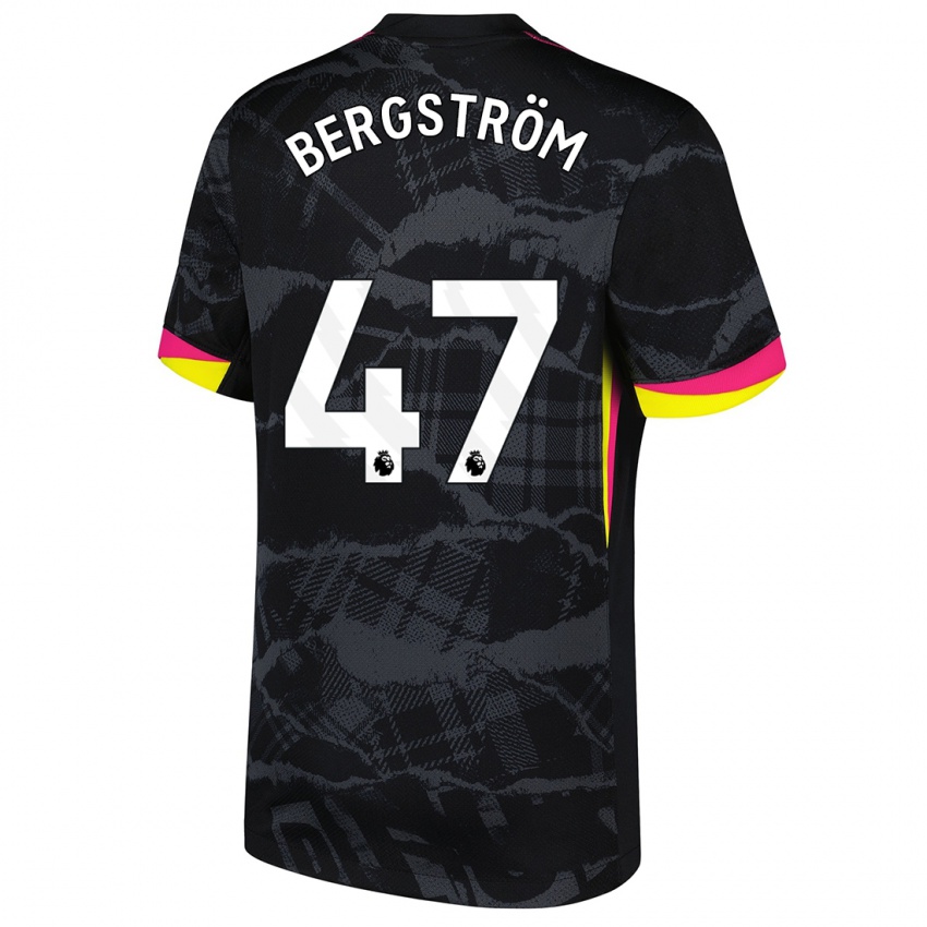 Hombre Camiseta Lucas Bergström #47 Negro Rosa Equipación Tercera 2024/25 La Camisa