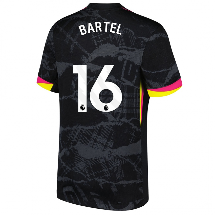 Hombre Camiseta Júlia Bartel #16 Negro Rosa Equipación Tercera 2024/25 La Camisa