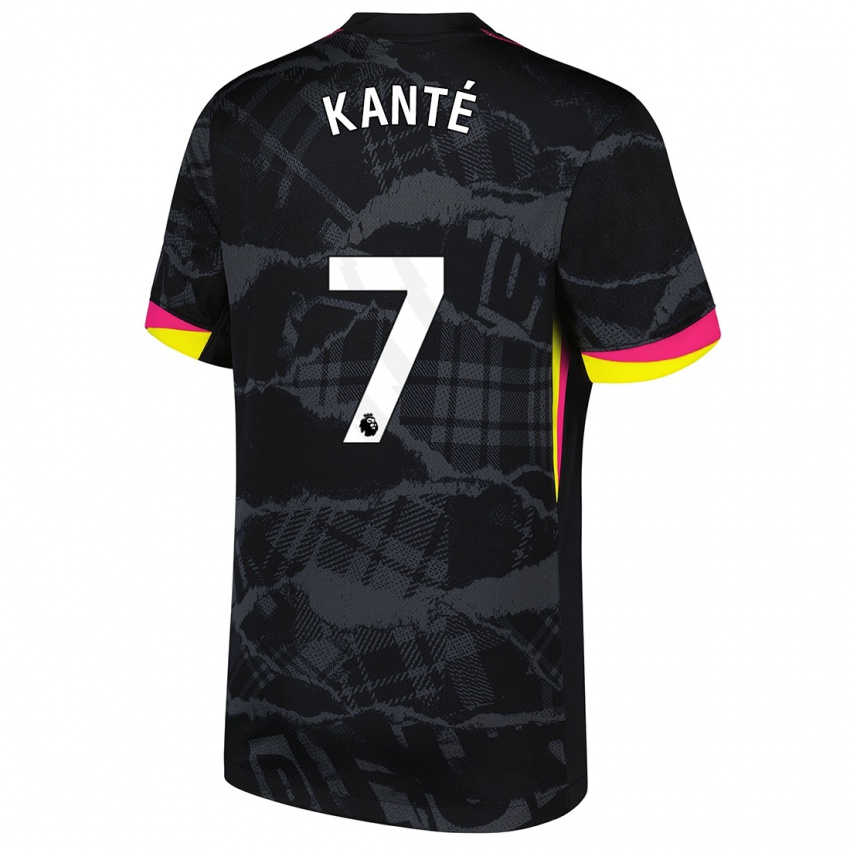 Hombre Camiseta N'golo Kante #7 Negro Rosa Equipación Tercera 2024/25 La Camisa