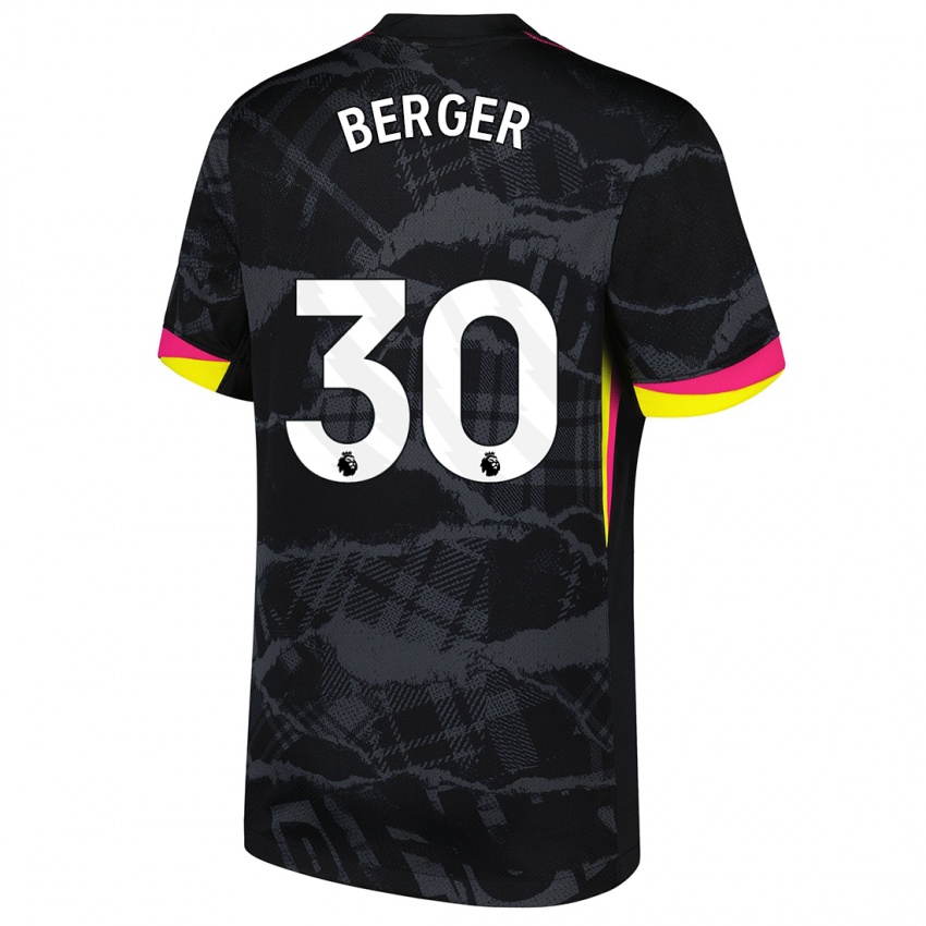 Hombre Camiseta Ann-Katrin Berger #30 Negro Rosa Equipación Tercera 2024/25 La Camisa