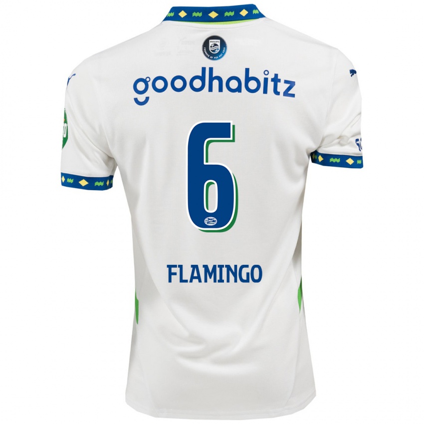 Hombre Camiseta Ryan Flamingo #6 Blanco Azul Oscuro Equipación Tercera 2024/25 La Camisa