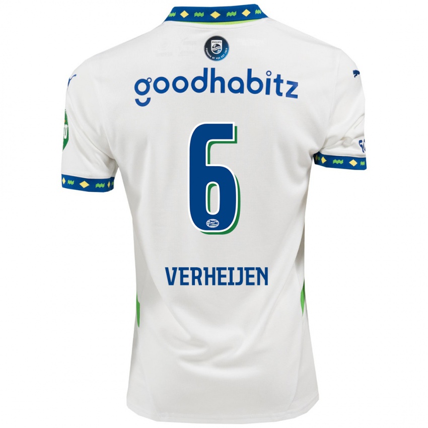 Hombre Camiseta Janneke Verheijen #6 Blanco Azul Oscuro Equipación Tercera 2024/25 La Camisa