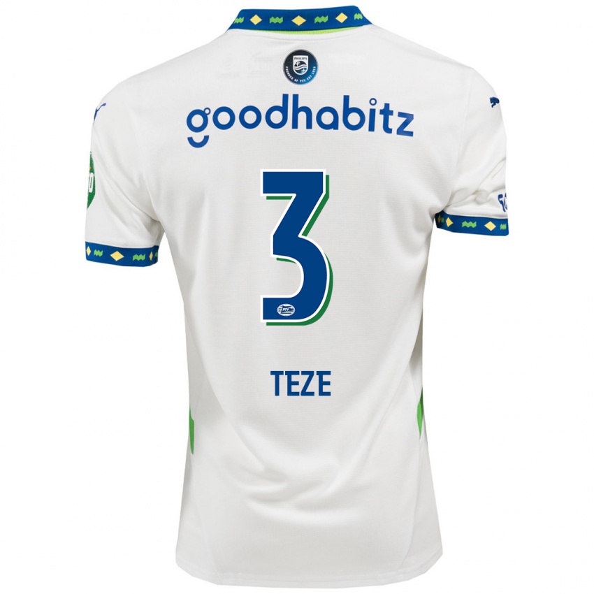 Hombre Camiseta Jordan Teze #3 Blanco Azul Oscuro Equipación Tercera 2024/25 La Camisa