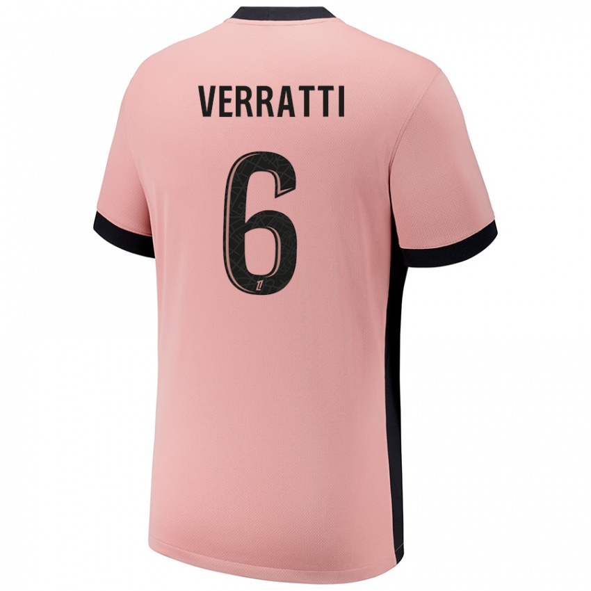 Hombre Camiseta Marco Verratti #6 Rosa Óxido Equipación Tercera 2024/25 La Camisa