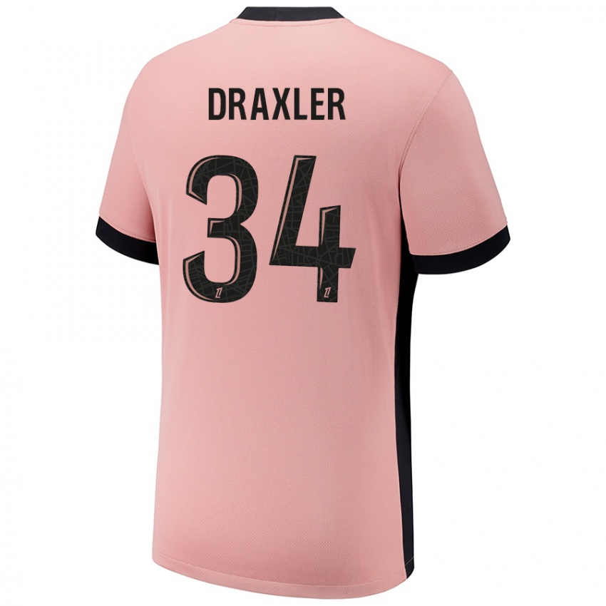 Hombre Camiseta Julian Draxler #34 Rosa Óxido Equipación Tercera 2024/25 La Camisa