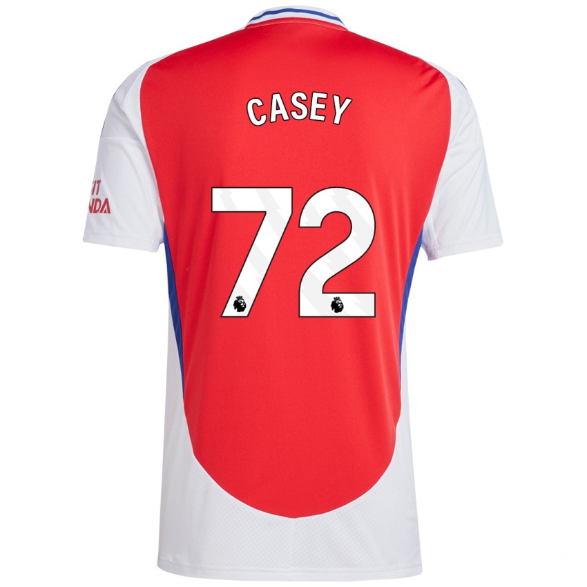 Mujer Camiseta Dan Casey #72 Rojo Blanco 1ª Equipación 2024/25 La Camisa