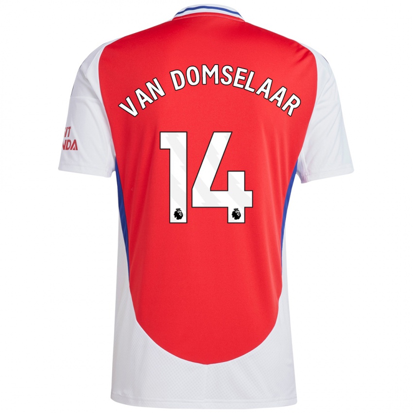 Mujer Camiseta Daphne Van Domselaar #14 Rojo Blanco 1ª Equipación 2024/25 La Camisa