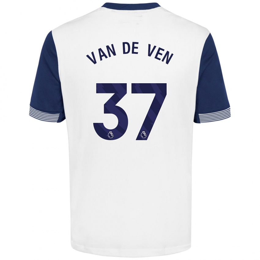 Mujer Camiseta Micky Van De Ven #37 Blanco Azul 1ª Equipación 2024/25 La Camisa