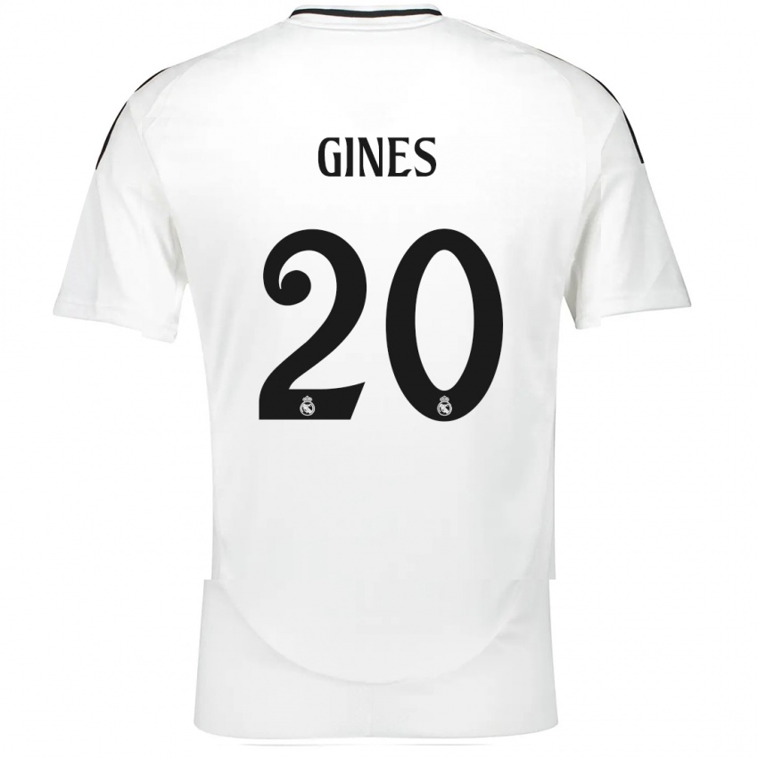 Mujer Camiseta Alvaro Gines #20 Blanco 1ª Equipación 2024/25 La Camisa