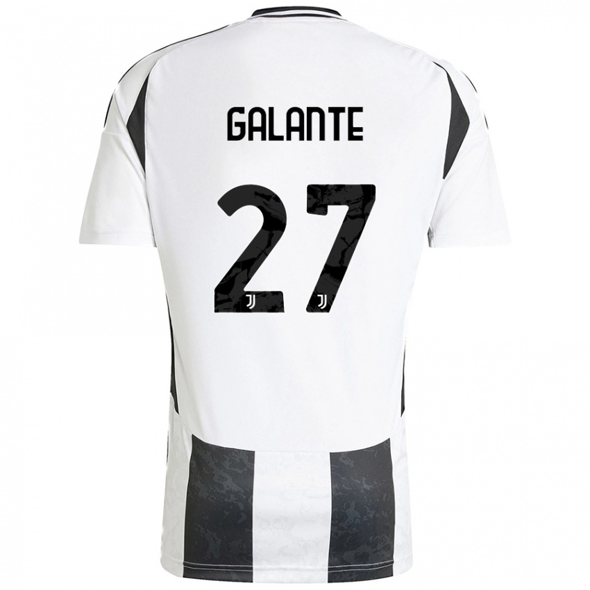 Mujer Camiseta Tommaso Galante #27 Blanco Negro 1ª Equipación 2024/25 La Camisa