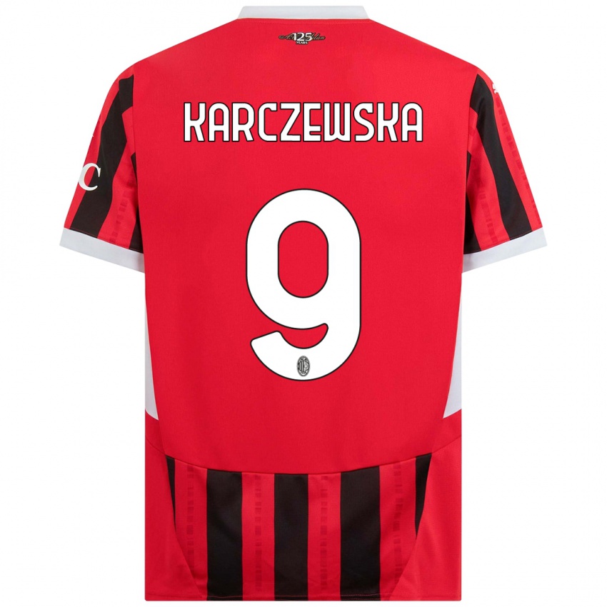 Mujer Camiseta Nikola Karczewska #9 Rojo Negro 1ª Equipación 2024/25 La Camisa