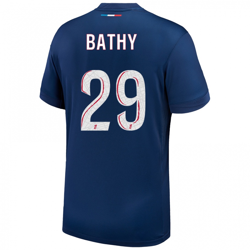 Mujer Camiseta Griedge Mbock Bathy #29 Azul Marino Blanco 1ª Equipación 2024/25 La Camisa