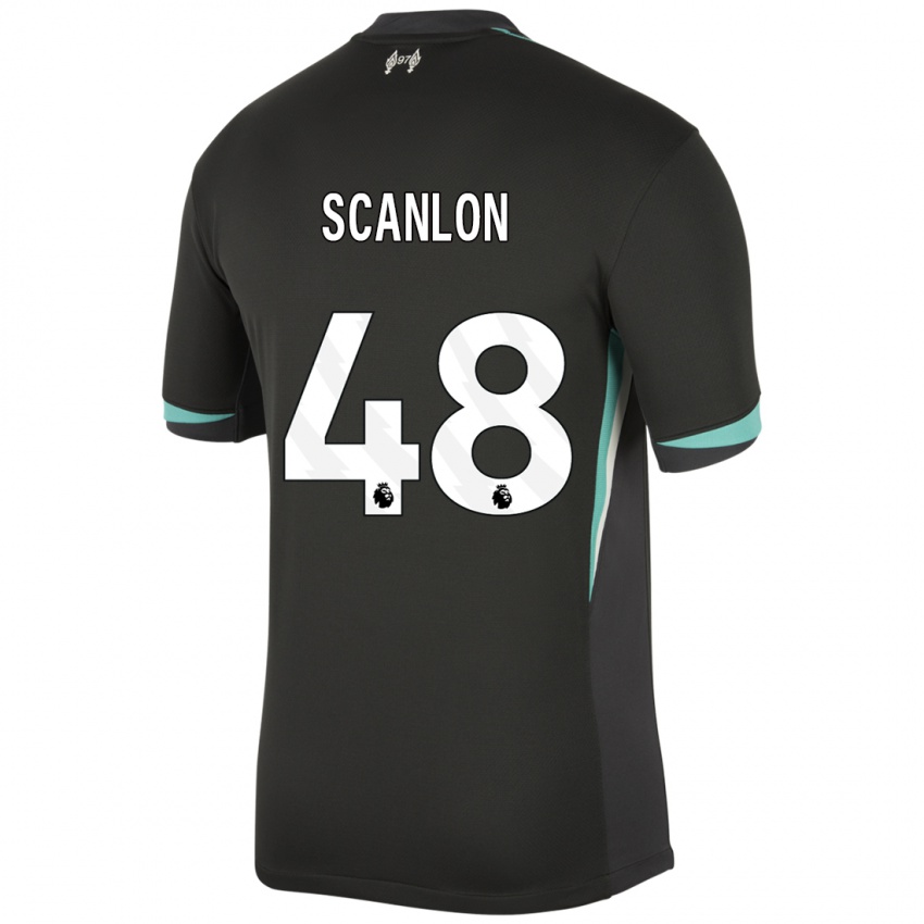 Mujer Camiseta Calum Scanlon #48 Negro Antracita Blanco 2ª Equipación 2024/25 La Camisa