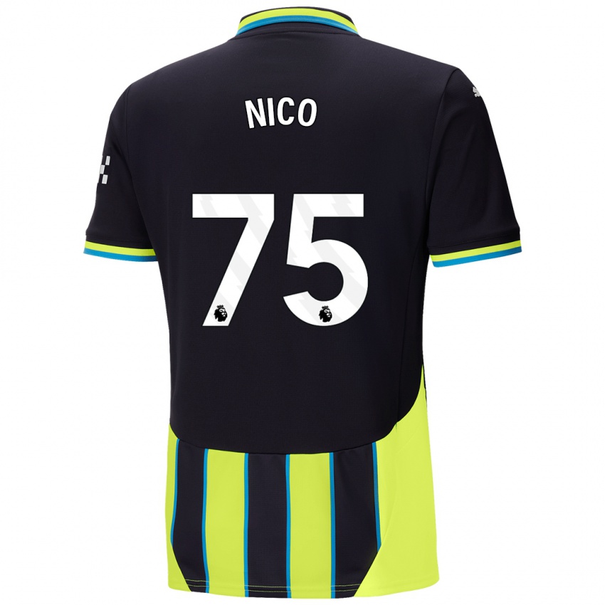 Mujer Camiseta Nico O'reilly #75 Azul Amarillo 2ª Equipación 2024/25 La Camisa