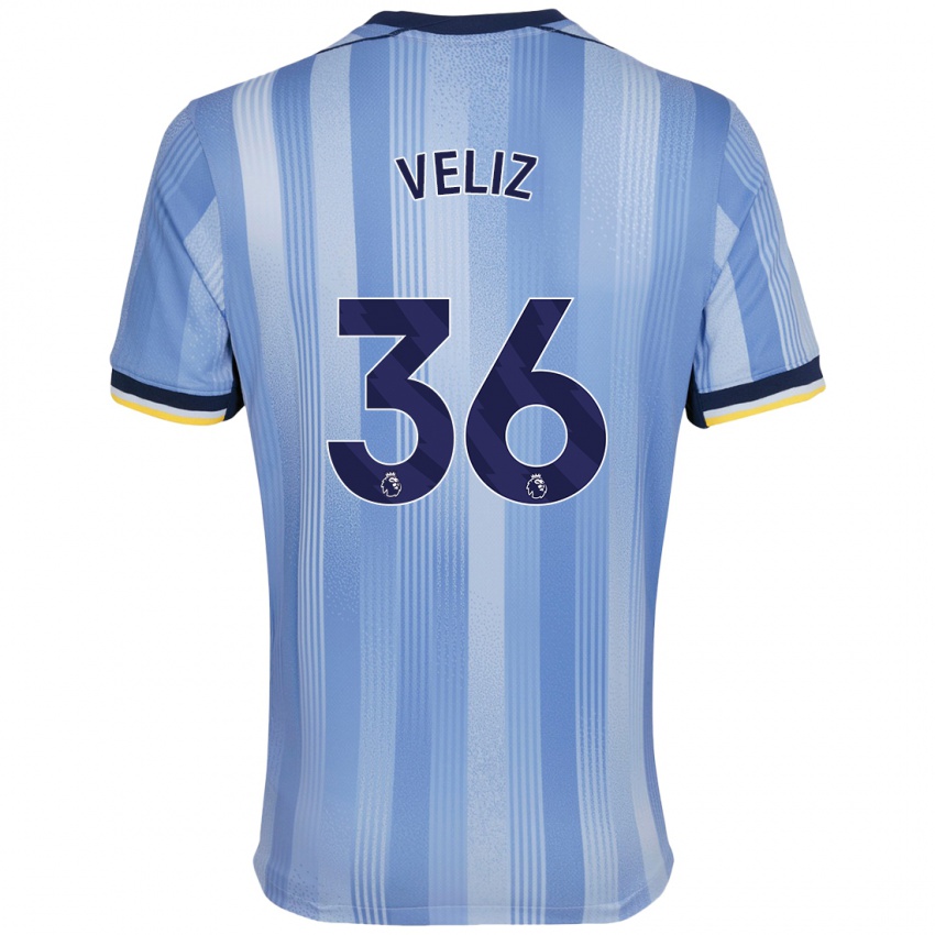 Mujer Camiseta Alejo Véliz #36 Azul Claro 2ª Equipación 2024/25 La Camisa