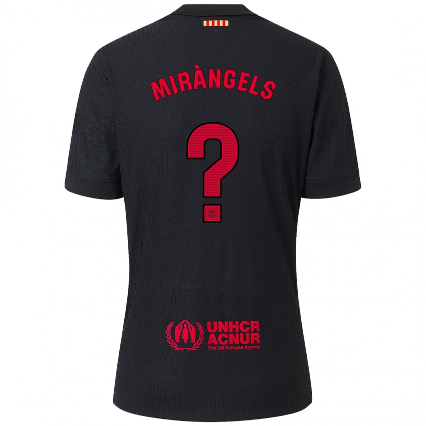 Mujer Camiseta Xavi Miràngels #0 Negro Rojo 2ª Equipación 2024/25 La Camisa