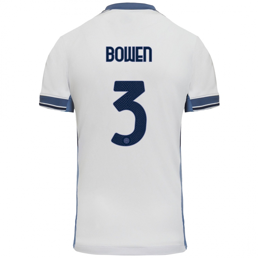 Mujer Camiseta Katie Bowen #3 Blanco Gris 2ª Equipación 2024/25 La Camisa