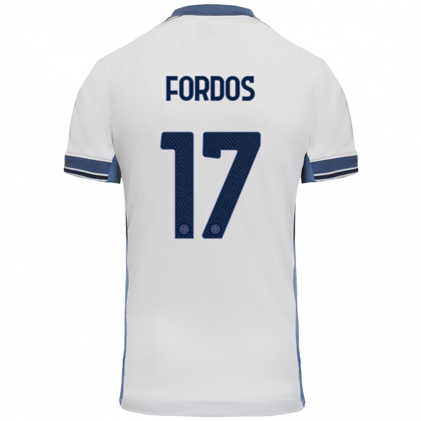 Mujer Camiseta Beatrix Fördős #17 Blanco Gris 2ª Equipación 2024/25 La Camisa