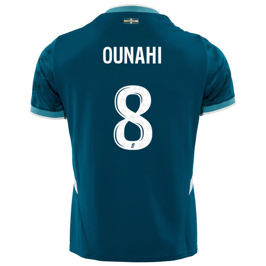 Mujer Camiseta Azzedine Ounahi #8 Azul Turquesa 2ª Equipación 2024/25 La Camisa