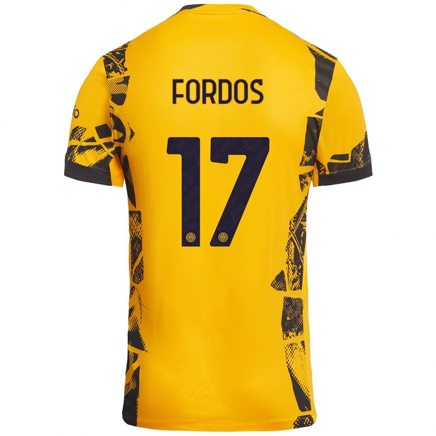 Mujer Camiseta Beatrix Fördős #17 Dorado Negro Equipación Tercera 2024/25 La Camisa