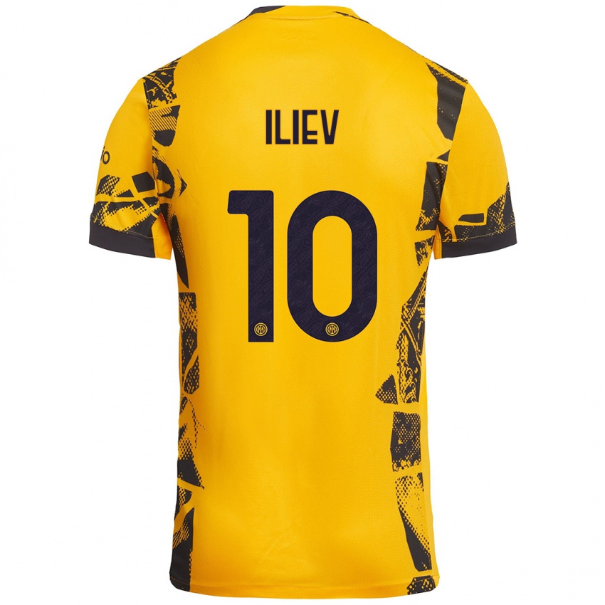 Mujer Camiseta Nikola Iliev #10 Dorado Negro Equipación Tercera 2024/25 La Camisa