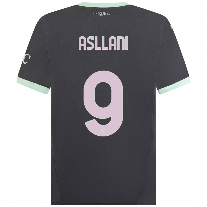 Mujer Camiseta Kosovare Asllani #9 Gris Equipación Tercera 2024/25 La Camisa