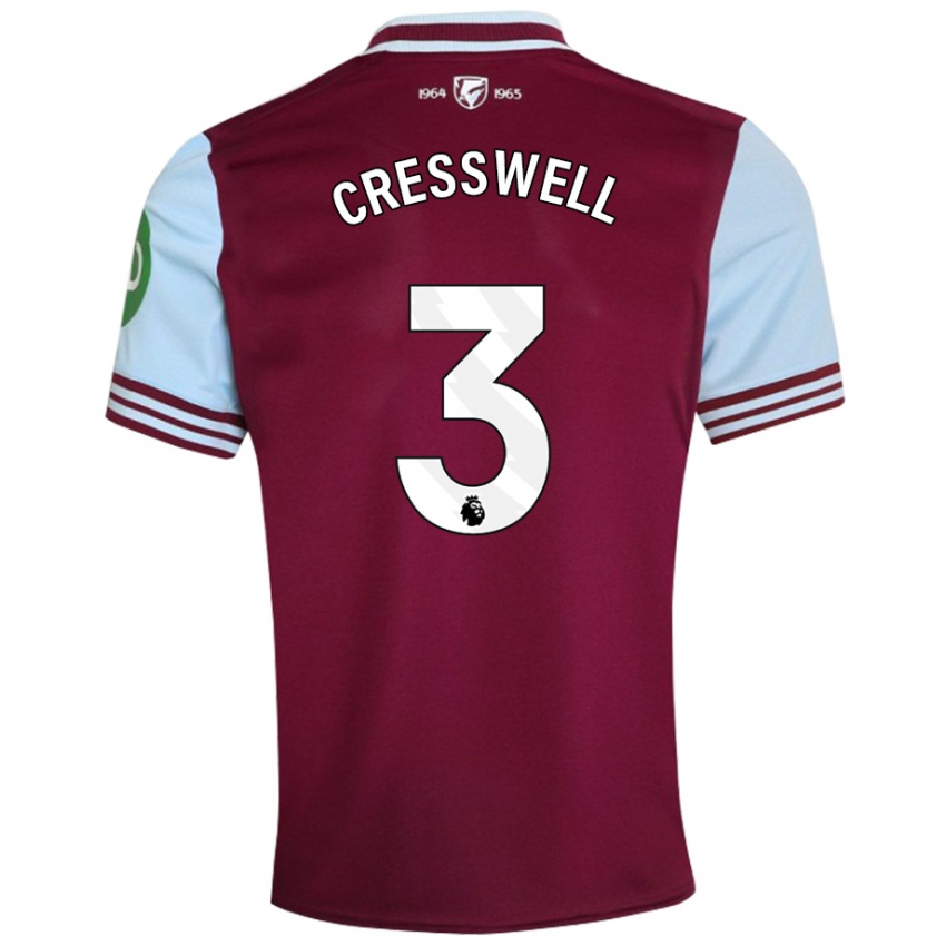 Niño Camiseta Aaron Cresswell #3 Rojo Oscuro 1ª Equipación 2024/25 La Camisa