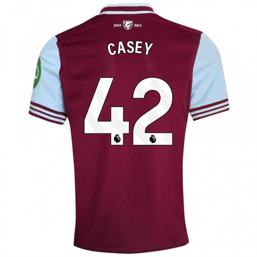 Niño Camiseta Kaelan Casey #42 Rojo Oscuro 1ª Equipación 2024/25 La Camisa