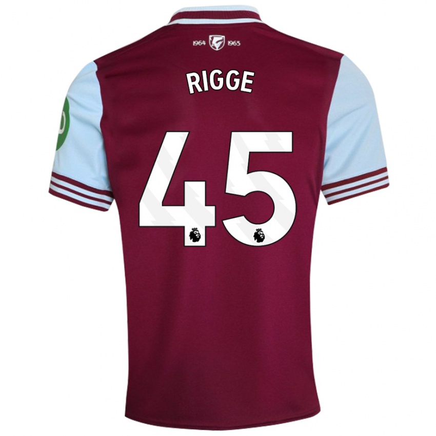 Niño Camiseta Daniel Rigge #45 Rojo Oscuro 1ª Equipación 2024/25 La Camisa