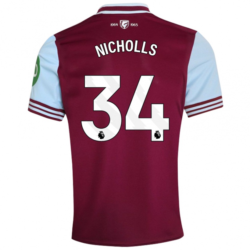 Niño Camiseta Macey Nicholls #34 Rojo Oscuro 1ª Equipación 2024/25 La Camisa