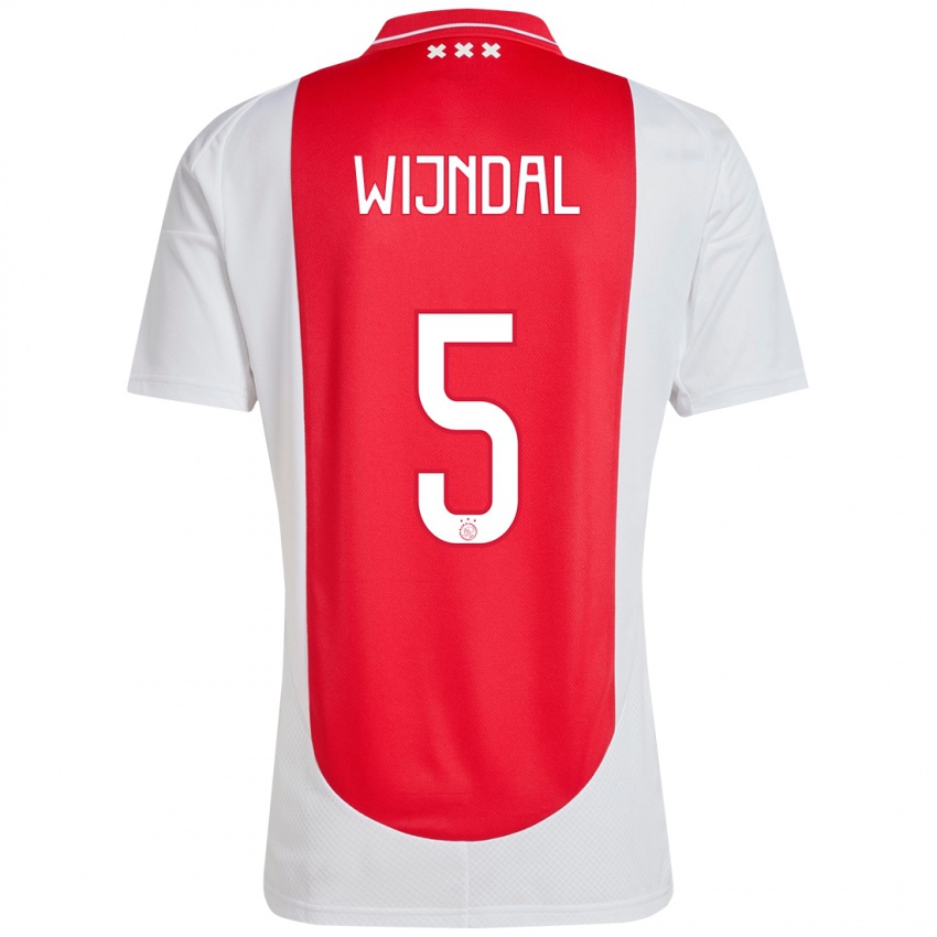 Niño Camiseta Owen Wijndal #5 Rojo Blanco 1ª Equipación 2024/25 La Camisa