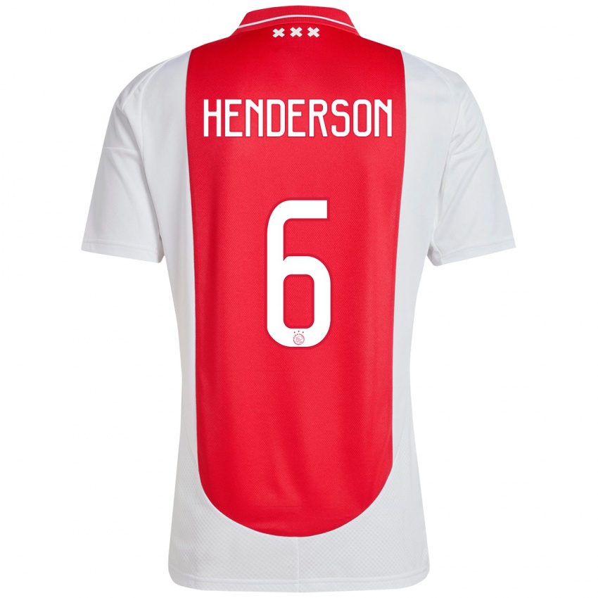 Niño Camiseta Jordan Henderson #6 Rojo Blanco 1ª Equipación 2024/25 La Camisa