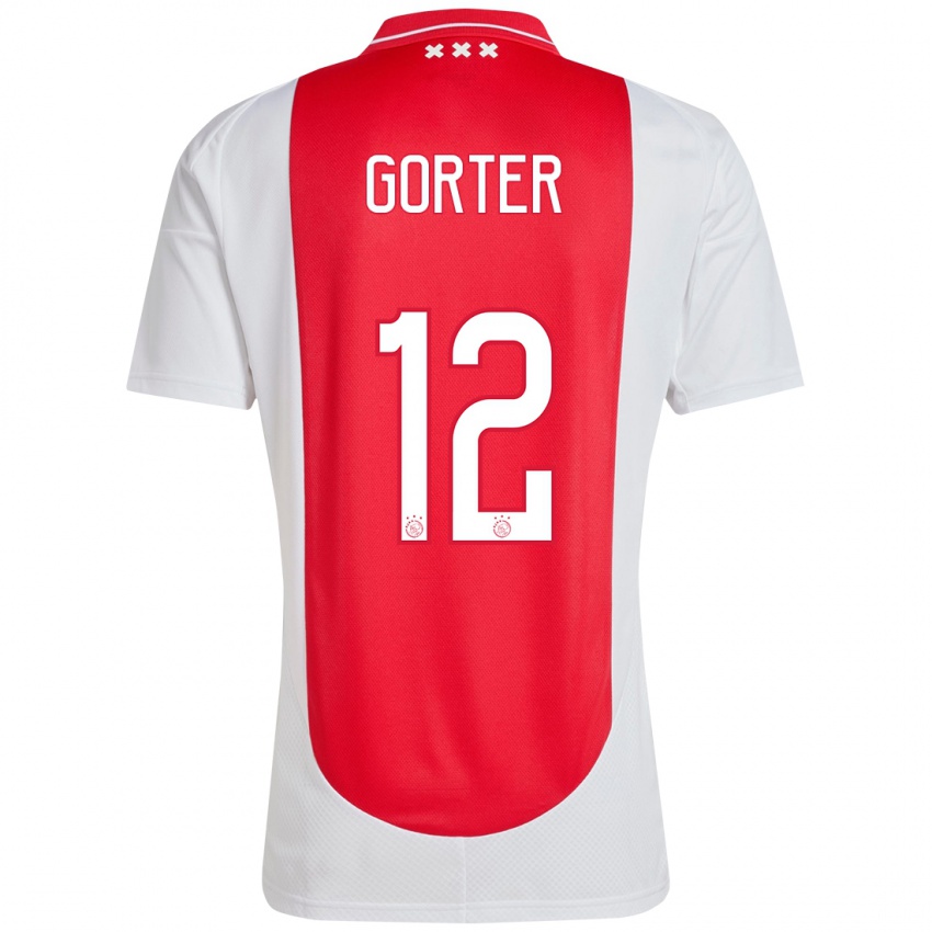 Niño Camiseta Jay Gorter #12 Rojo Blanco 1ª Equipación 2024/25 La Camisa